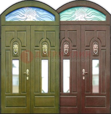 Стальная арочная дверь со стеклом ДА-17 для монолитного дома в Чехове