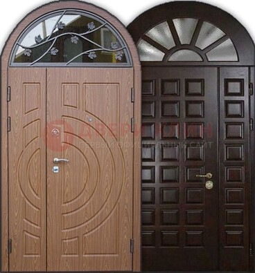Входная арочная дверь с отделкой массив ДА-26 для загородного дома в Чебоксарах