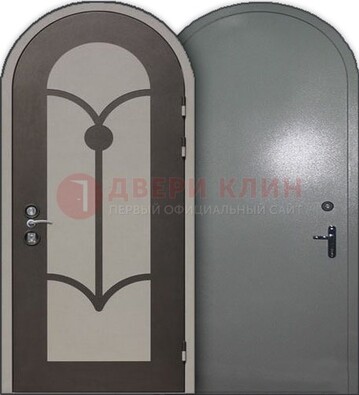 Серая входная арочная дверь ДА-2 в дом из пеноблоков в Ростове-На-Дону