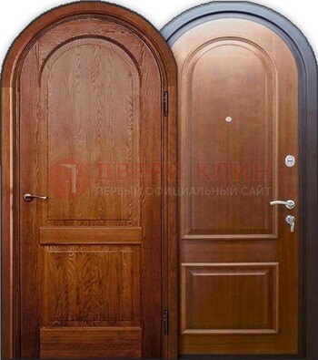 Стальная арочная дверь МДФ внутри ДА-4 в многоэтажный дом в Ростове-На-Дону