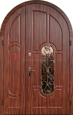Арочная двухстворчатая стальная дверь Винорит ДА-54 в Чехове