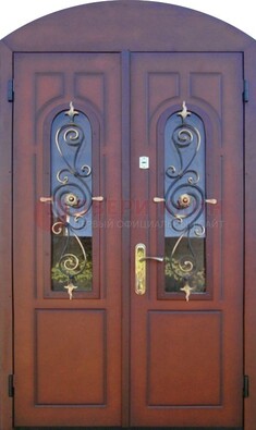 Двухстворчатая стальная дверь Винорит в форме арки ДА-55 в Чехове