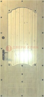 Белая железная дверь с евровагонкой ДЕ-9 в Домодедово