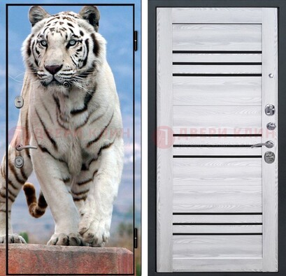 Стальная дверь с фотопечатью тигра ДФ-12 в Чехове