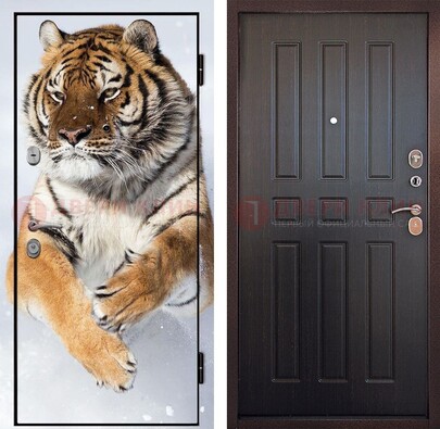 Металлическая дверь с фотопечатью тигра ДФ-1 в Чехове