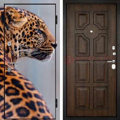 Металлическая дверь с фотопечатью леопарда ДФ-26 в Чехове