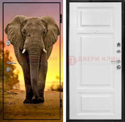Металлическая дверь с фотопечатью слона ДФ-30 в Чехове