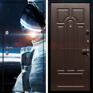 Синяя стальная дверь с фотопечатью ДФ-4 в Чехове