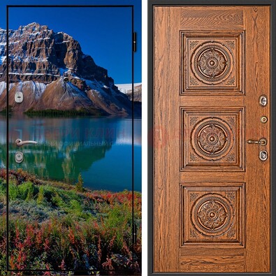 Входная дверь с фотопечатью озера и гор ДФ-6 в Рязани