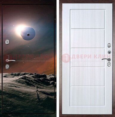 Стальная дверь с фотопечатью планет ДФ-8 в Чехове