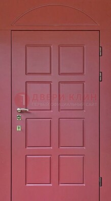Красная стальная дверь с верхней фрамугой ДФГ-13 в Чехове
