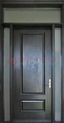 Черная металлическая дверь с фрамугами и стеклом ДФГ-24 в Чехове