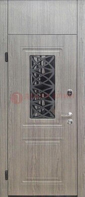 Металлическая дверь Винорит стекло и ковка с фрамугой ДФГ-33 в Чехове