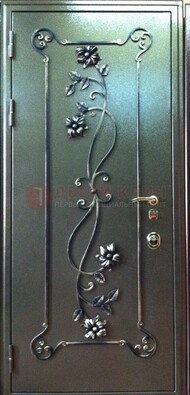 Железная дверь с ковкой с порошковым напылением ДК-15 в дом в Чехове