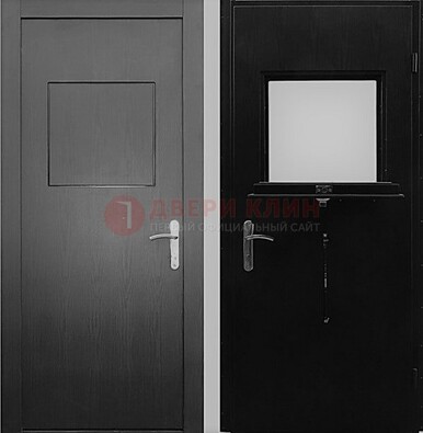 Черная стальная дверь в кассу ламинат внутри ДКС-3 в Чехове