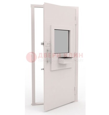 Белая металлическая дверь в кассу с нитроэмалью ДКС-4 в Чехове