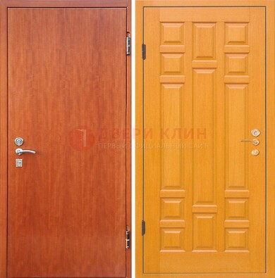 Оранжевая входная дверь с ламинатом МДФ внутри ДЛ-21 в Луховицах