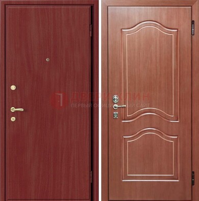 Красная металлическая дверь с ламинатом МДФ внутри ДЛ-8 в Оренбурге