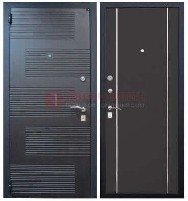 Темная металлическая дверь с МДФ ДМ-105 в деревянный дом в Чехове