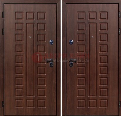Коричневая железная дверь с МДФ снаружи ДМ-113 в Звенигороде