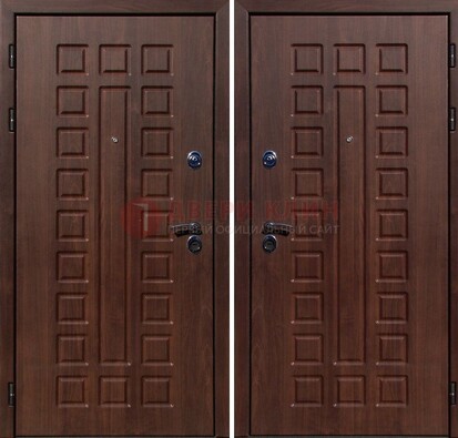 Коричневая железная дверь с МДФ снаружи ДМ-113 в Чехове