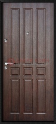 Темная железная дверь с МДФ ДМ-141 в панельный дом в Чехове