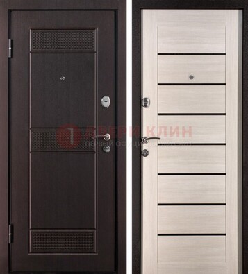 Темная стальная дверь с МДФ ДМ-147 для улицы в Чехове