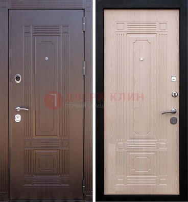 Коричневая входная дверь с МДФ ДМ-173 для кирпичного дома в Чехове