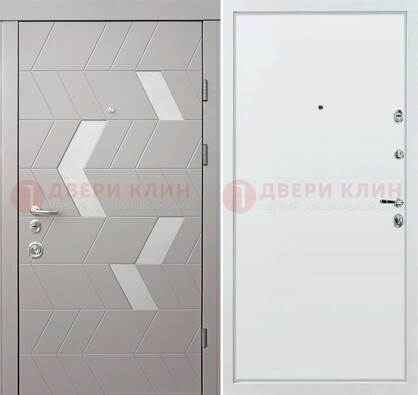 Светлая металлическая дверь с терморазрывом и МДФ панелью ДМ-190 в Чехове