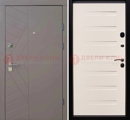 Коричневая стальная филенчатая дверь с МДФ ДМ-199 в Чехове