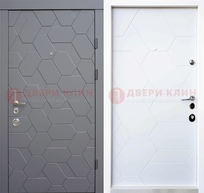Коричневая стальная дверь с остеклененной МДФ внутри ДМ-204 в Чехове