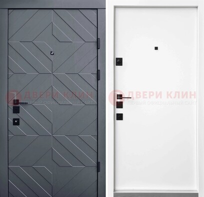 Темная уличная дверь с филенчатой МДФ внутри ДМ-205 в Чехове
