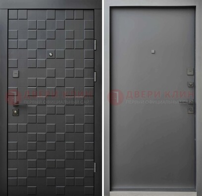 Темная стальная филенчатая дверь с МДФ ДМ-221 в Голицино