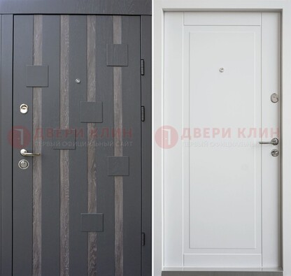 Темная металлическая дверь c белом МДФ внутри ДМ-231 в Чехове
