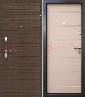 Коричневая  железная дверь c фрезерованной МДФ ДМ-248 в Чехове