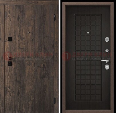 Металлическая коричневая дверь с МДФ Капучино внутри ДМ-286 в Чехове