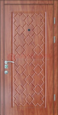 Коричневая металлическая дверь с МДФ-28 в Чехове