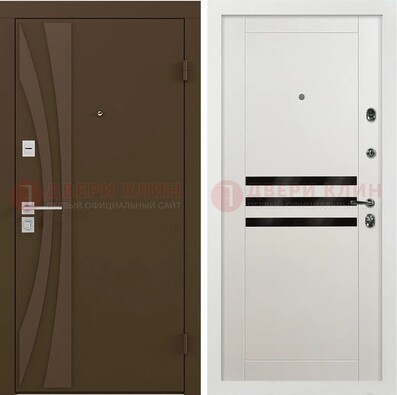 Стальная коричневая дверь с МДФ панелями ДМ-293 в Чехове
