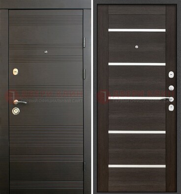 Металлическая входная дверь Темный орех с МДФ Шоколад со стелеком ДМ-301 в Чехове