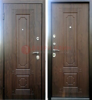 Коричневая металлическая дверь с МДФ ДМ-32 на дачу в Чехове