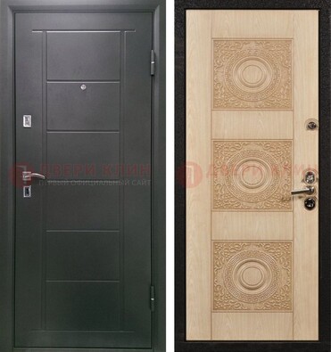 Темная железная дверь с МДФ в квартиру ДМ-344 в Чехове