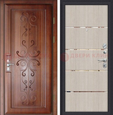 Металлическая дверь с панелями МДФ и вставками ДМ-358 в Чехове