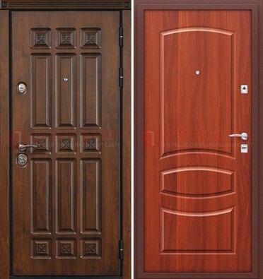 Темная металлическая дверь с МДФ и узором ДМ-364 в Тамбове