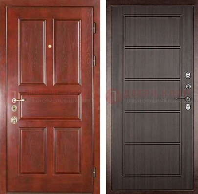 Красная металлическая дверь с МДФ в квартиру ДМ-387 в Чехове