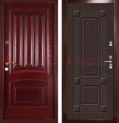 Красная стальная дверь с филенчатой МДФ ДМ-398 в Чехове