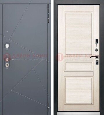 Серая железная дверь с панелями МДФ ДМ-422 в Чехове