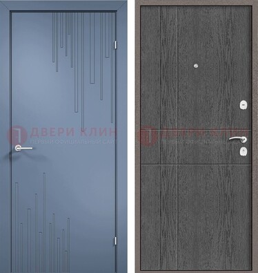 Синяя металлическая дверь МДФ в квартиру ДМ-434 в Чехове