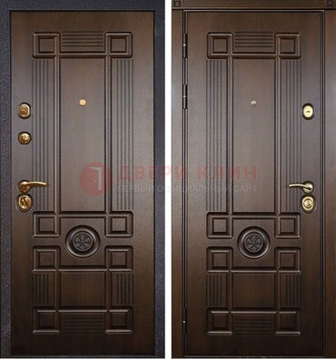 Квартирная коричневая железная дверь с МДФ ДМ-45 в Чехове