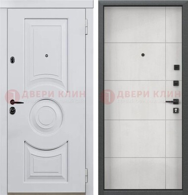 Белая железная дверь с МДФ в квартиру ДМ-463 в Чехове
