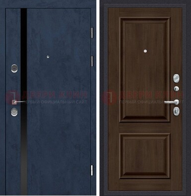 Синяя входная дверь МДФ с обеих сторон ДМ-473 в Чехове